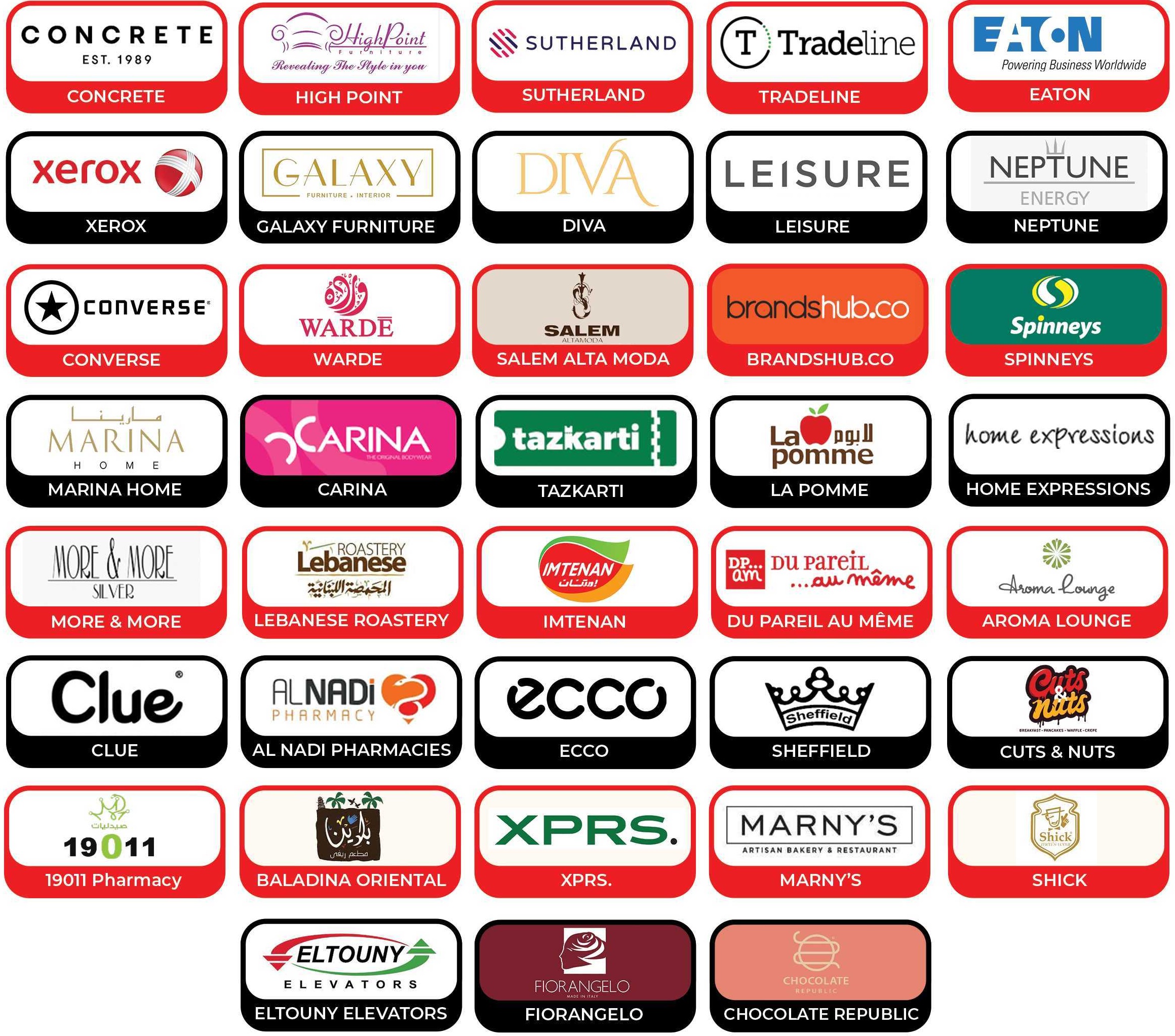 RAMCO clients include Concrete, High Point, Sutherland, Tradeline, Eaton, Xerox, Galaxy Furniture, DIVA, Leisure, Neptune, Converse, Warde, Salem Alta Moda, Brandshub, Spinneys, Marina Home, Carina, Tazkarti, La Pomme, Home Expressions, More and More, Lebanese Roastery, Imtenan, Du Pareil au même, Aroma Lounge, Clue, Al Nadi Pharmacies, ECCO, Sheffield, Cuts and Nuts, 19011 Pharmacy, Baladina, XPRS, Marny's, Shick, El-Touny Elevators, Fiorangelo and Chocolate Republic.